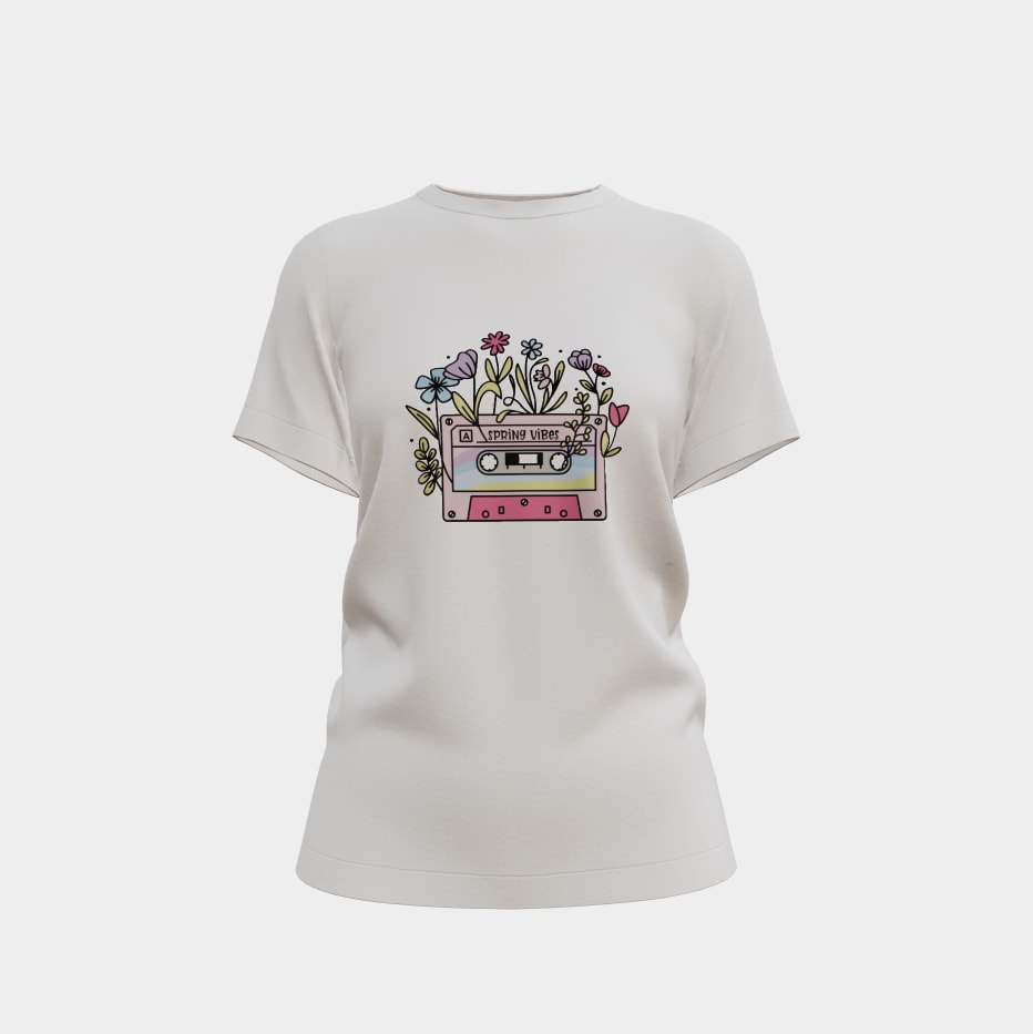 Spring Vibes cassette floral custom t-shirt