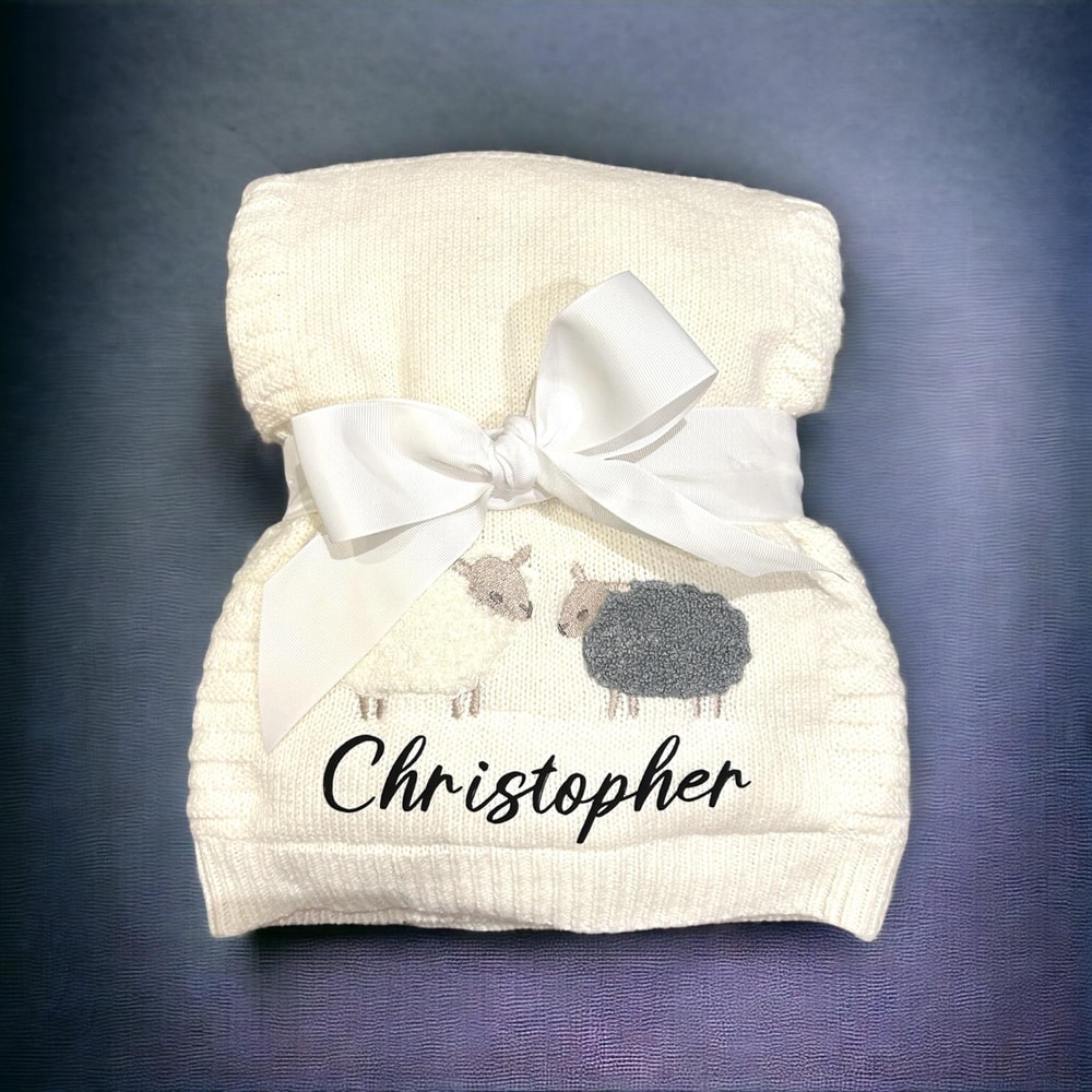 Personalized Christopher baby blanket with sheep design